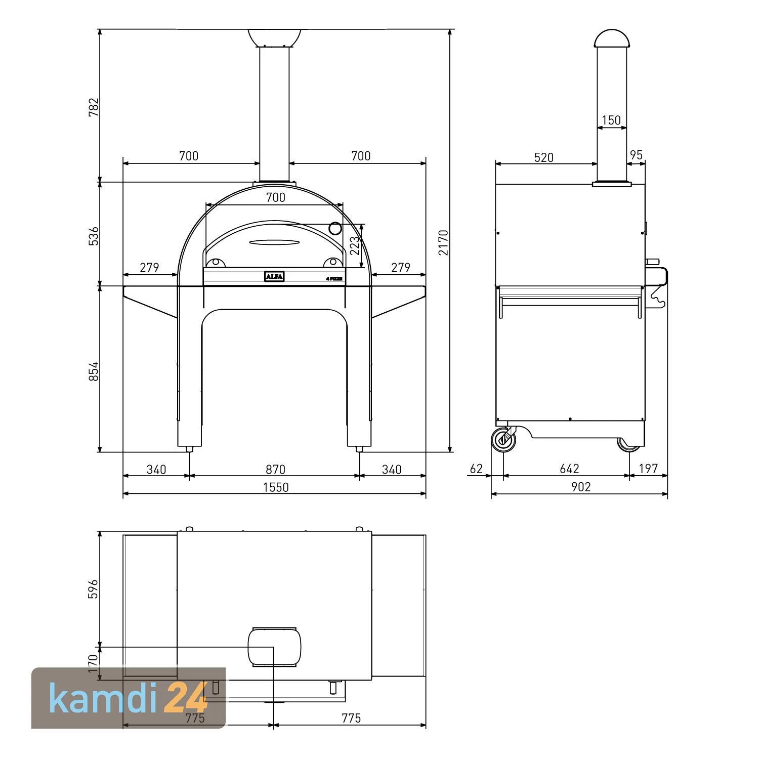 Alfa Forni 4 Pizze Pizzaofen Kupfer 12 Alfa Forni 4 Pizze Pizzaofen Kupfer – Bild 11