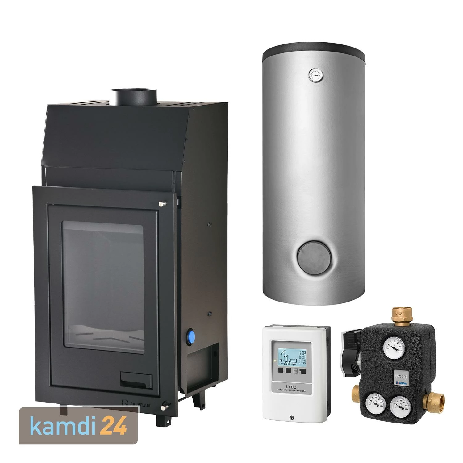 Aquaflam 12 Basic Wasserführender Kamineinsatz Komplett-Set Kombispeicher THKE 600 + 1 SWT 3 Aquaflam 12 Basic Wasserführender Kamineinsatz Komplett-Set Kombispeicher THKE 600 + 1 SWT