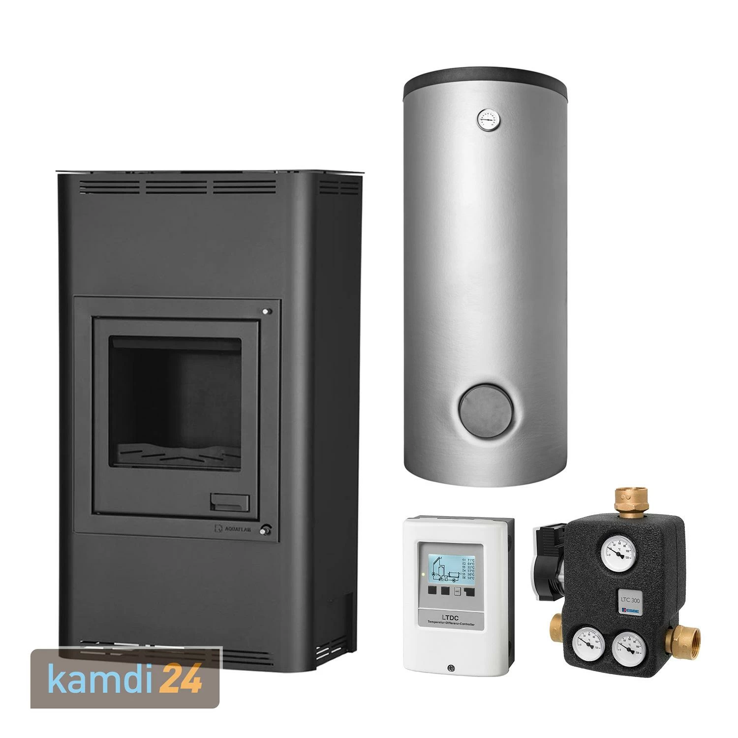Aquaflam 17 Basic Black Wasserführender Kaminofen Komplett-Set + Kombispeicher THKE/F 825 3 Aquaflam 17 Basic Black Wasserführender Kaminofen Komplett-Set + Kombispeicher THKE/F 825
