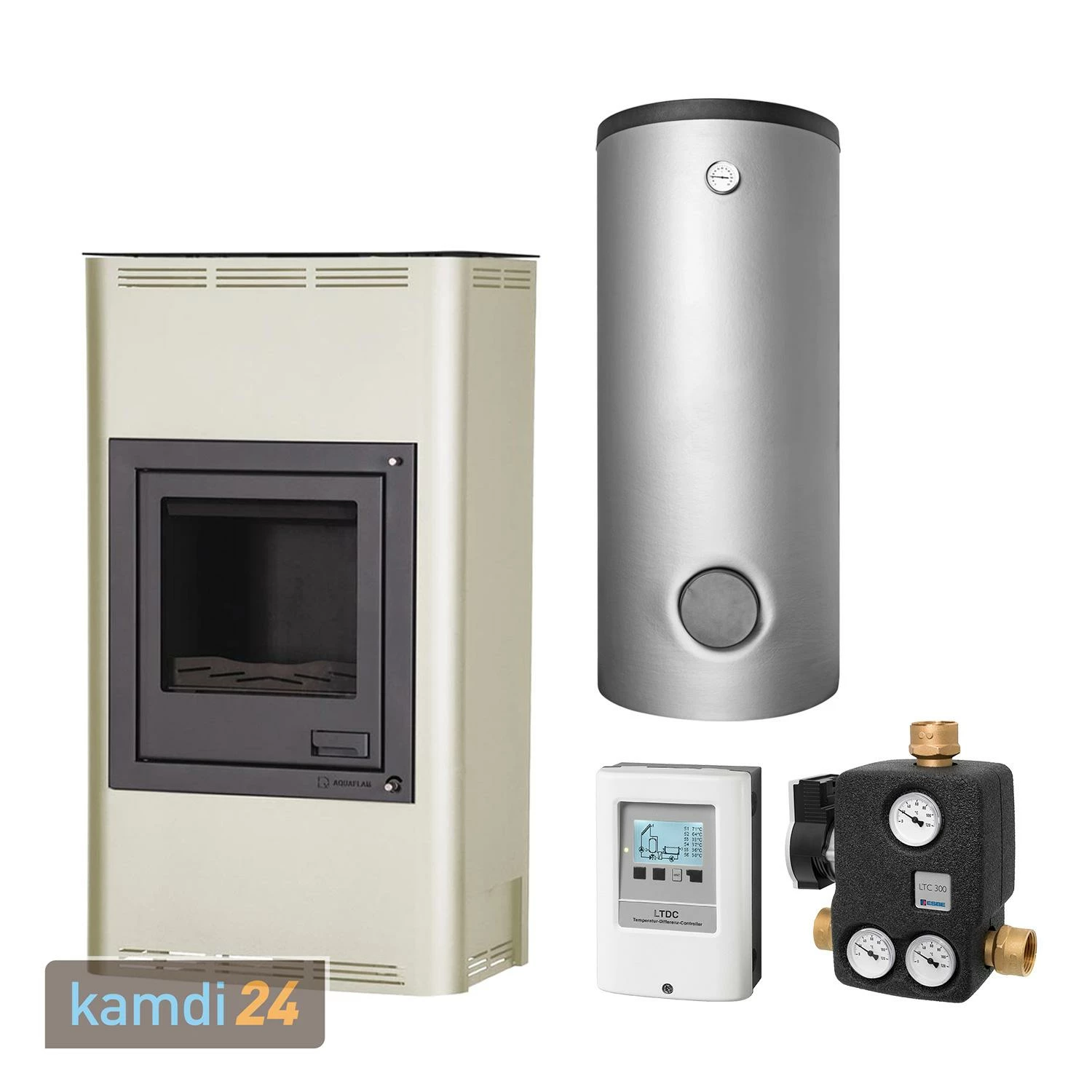 Aquaflam 17 Basic Creme Wasserführender Kaminofen Komplett-Set + Hygienespeicher SH 750 3 Aquaflam 17 Basic Creme Wasserführender Kaminofen Komplett-Set + Hygienespeicher SH 750