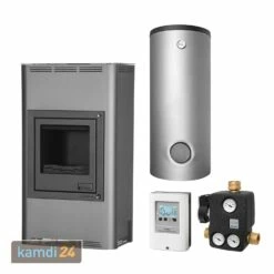 Aquaflam 17 Basic Wasserführender Kaminofen Grey Komplett-Set Hygienespeicher SHS 900 + 1 SWT