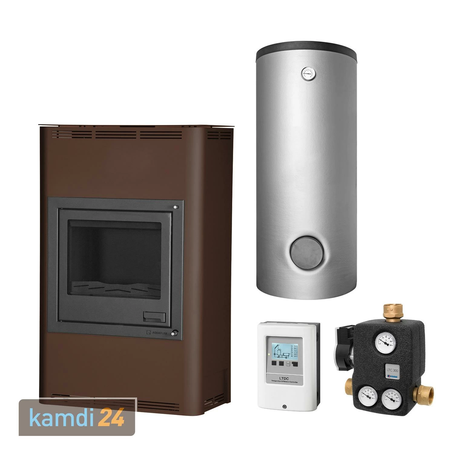 Aquaflam 25 Basic Brown Wasserführender Kaminofen Komplett-Set + Pufferspeicher TPSR 1000 + 1 SWT 3 Aquaflam 25 Basic Brown Wasserführender Kaminofen Komplett-Set + Pufferspeicher TPSR 1000 + 1 SWT