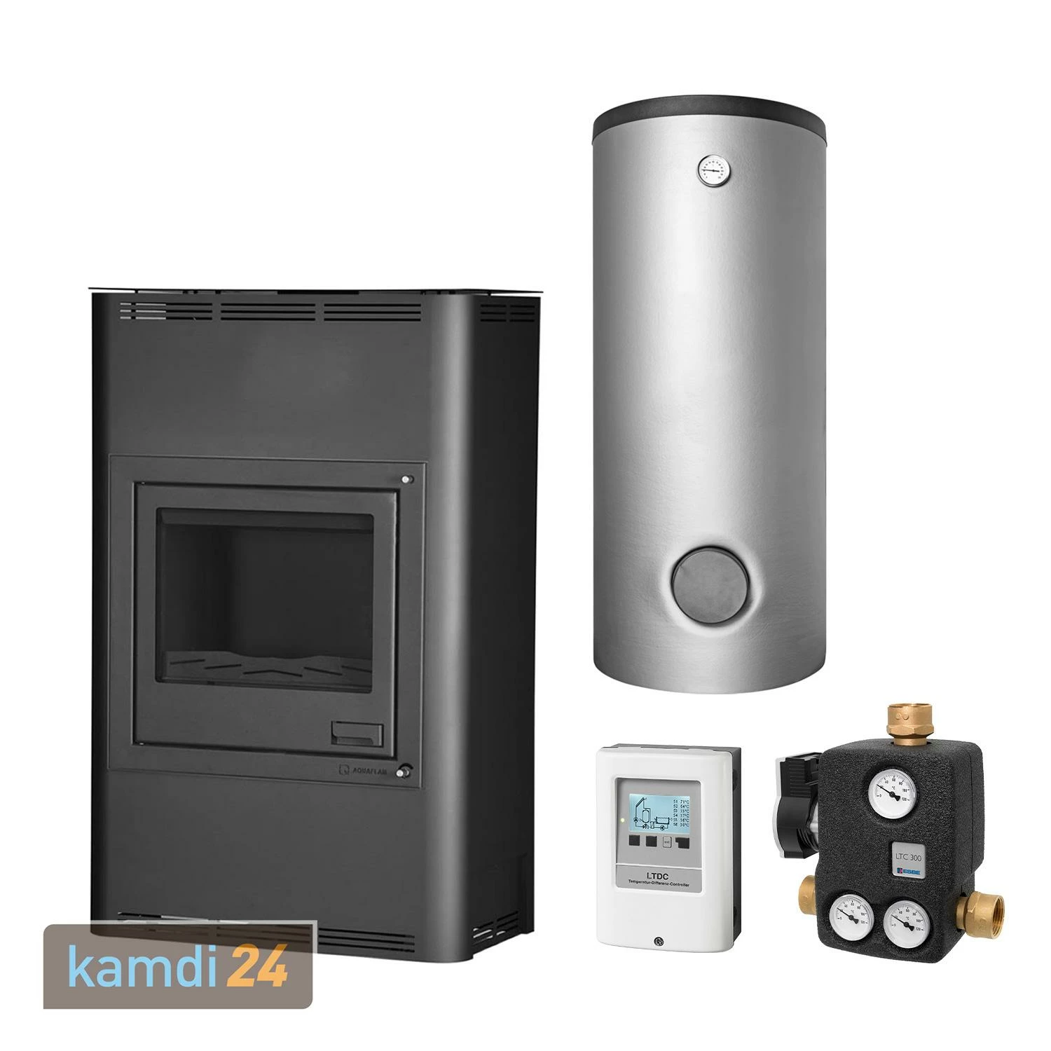 Aquaflam 25 Basic Wasserführender Kaminofen Black Komplett-Set Pufferspeicher TPSM 1000 3 Aquaflam 25 Basic Wasserführender Kaminofen Black Komplett-Set Pufferspeicher TPSM 1000