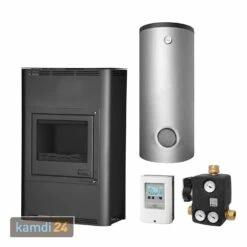 Aquaflam 25 Basic Wasserführender Kaminofen Black Komplett-Set Pufferspeicher TPSR 1000 + 1 SWT