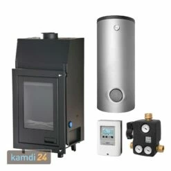 Aquaflam 7 Basic Wasserführender Kamineinsatz Komplett-Set Pufferspeicher TPSR 300 + 1 SWT