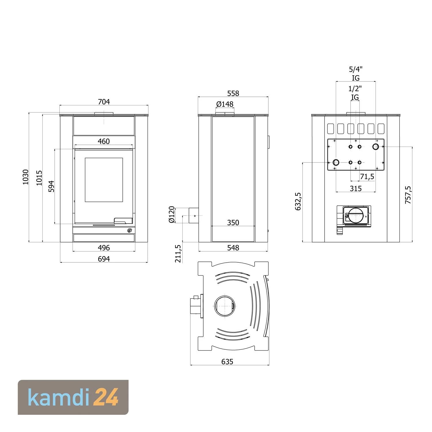 Aquaflam Vario Kalmar Basic Wasserführender Kaminofen Brown 11/7 KW 9 Aquaflam Vario Kalmar Basic Wasserführender Kaminofen Brown 11/7 KW – Bild 7