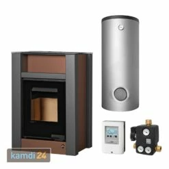Aquaflam Vario Lend 11 KW Basic Wasserführender Kaminofen Brown Komplett-Set Pufferspeicher TPSR 500 + 1 SWT