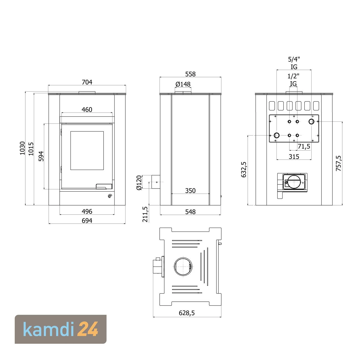 Aquaflam Vario Lend Basic Wasserführender Kaminofen Creme 11/5 KW 9 Aquaflam Vario Lend Basic Wasserführender Kaminofen Creme 11/5 KW – Bild 7