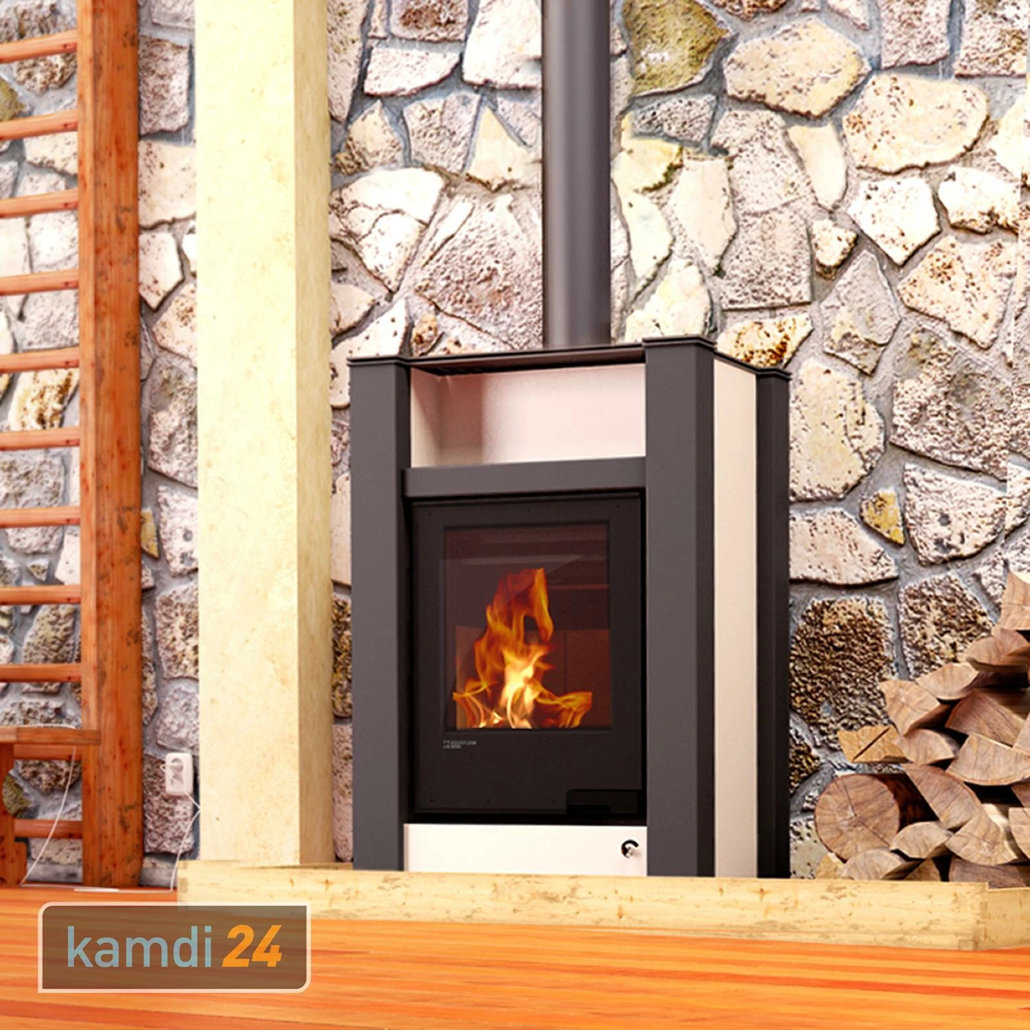 Aquaflam Vario Lend Basic Wasserführender Kaminofen Creme 11/5 KW 3 Aquaflam Vario Lend Basic Wasserführender Kaminofen Creme 11/5 KW