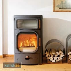 Austroflamm Heidi Back Kaminofen Stahl Schwarz, RR Hinten