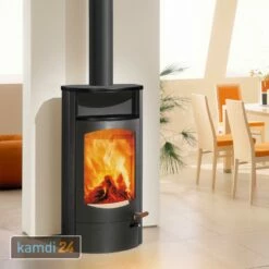 Austroflamm Koko 2.0 Kaminofen Stahl Gussgrau, Warmhaltefach Keramik Schwarz Matt, Topplatte Keramik Schwarz Matt, RRA Oben