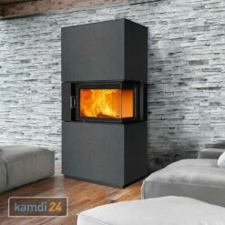Austroflamm Sam 2.0 Kaminbausatz Eckverglasung Rechts Mit Klapptür Beton Anthrazit