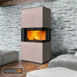 Austroflamm Sam 2.0 Kaminbausatz Eckverglasung Rechts Mit Schiebetür Beton Terra
