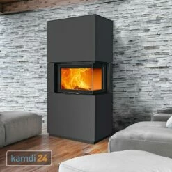 Austroflamm Sam 2.0 Kaminbausatz Eckverglasung Rechts Mit Schiebetür Stahl Gussgrau