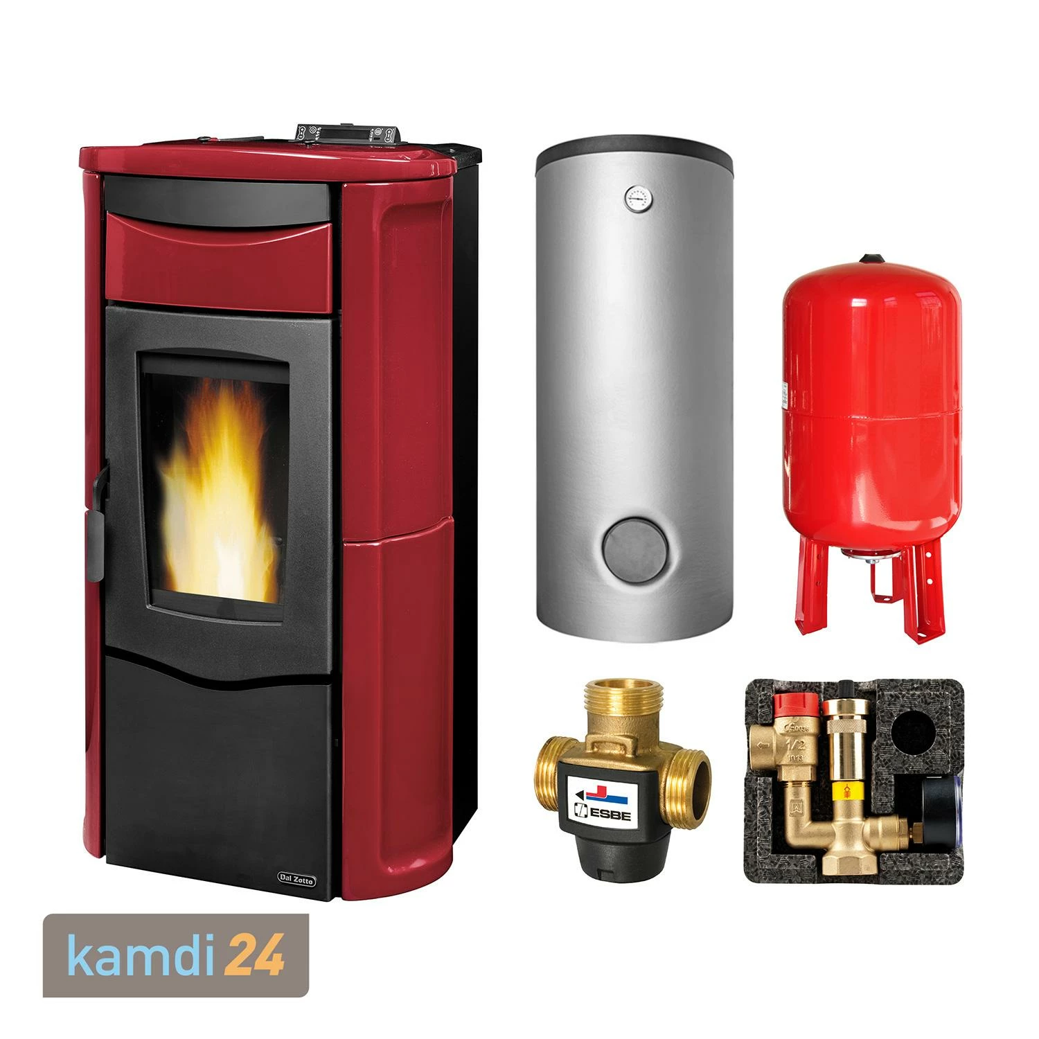 Dal Zotto Jole Idro 2.0 Wasserführender Pelletofen Stahl Bordeaux Komplett-Set Hygienespeicher SHS 550 + 1 SWT 3 Dal Zotto Jole Idro 2.0 Wasserführender Pelletofen Stahl Bordeaux Komplett-Set Hygienespeicher SHS 550 + 1 SWT