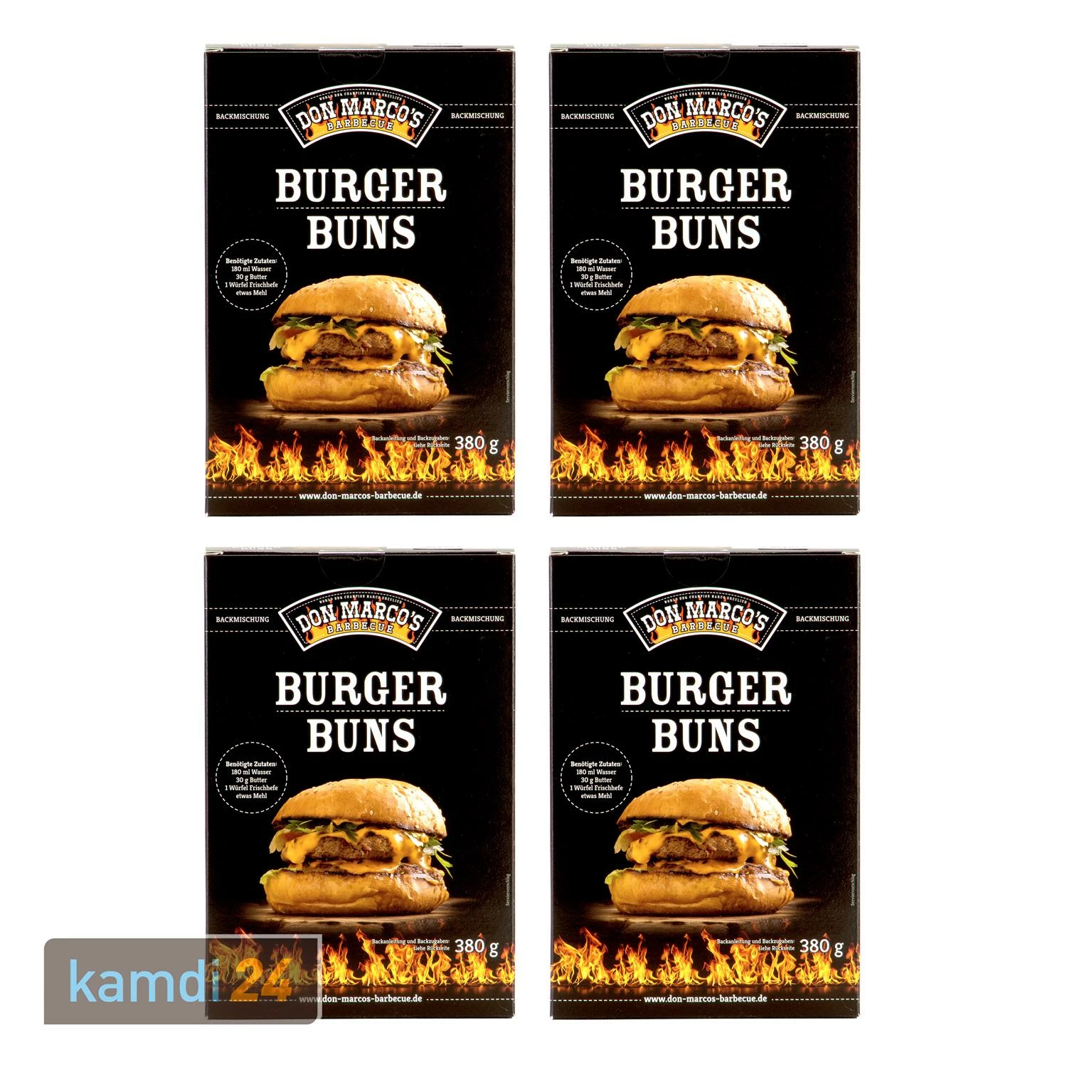 Don Marco´s Barbecue Burger Buns Backmischung 4er-Set 3 Don Marco´s Barbecue Burger Buns Backmischung 4er-Set
