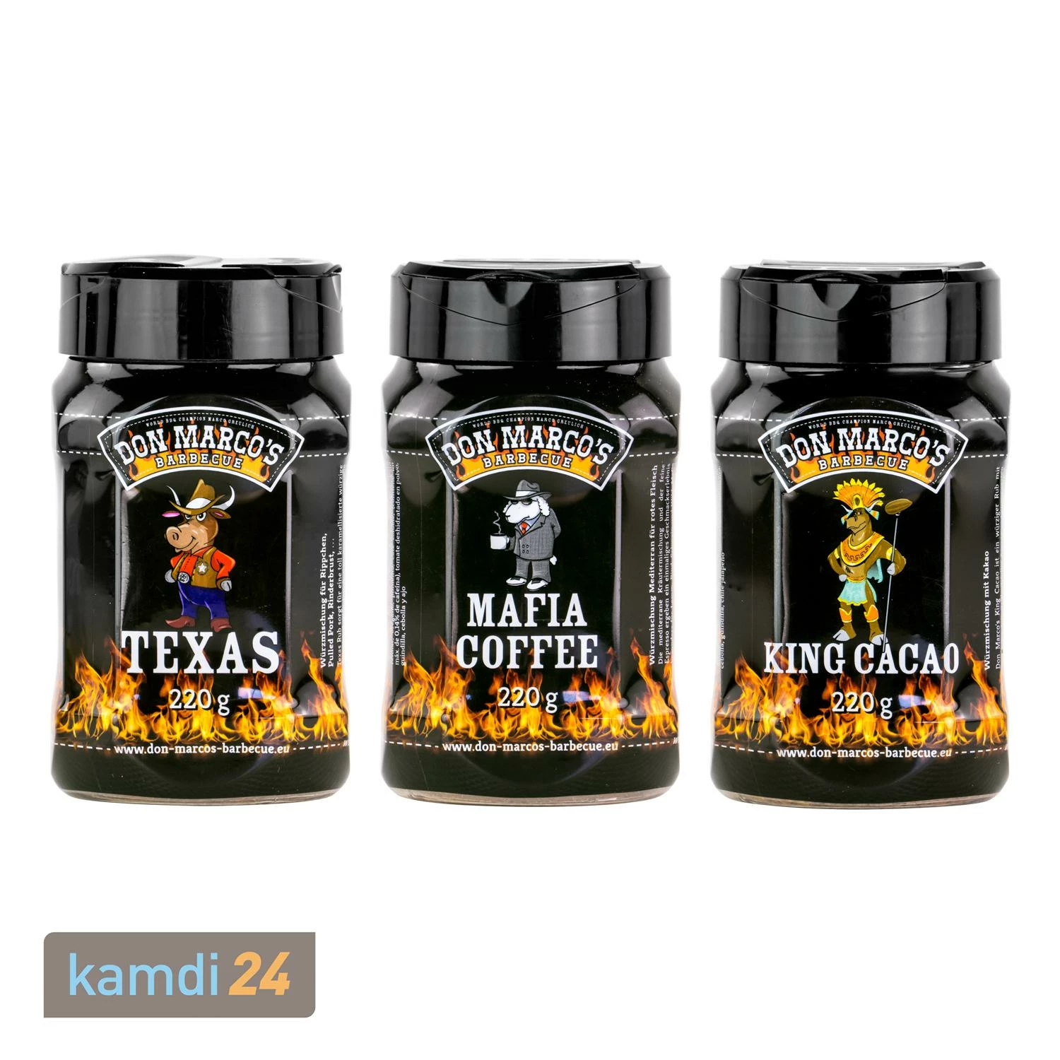 Don Marco´s Rub-Set: Texas Style, Mafia Coffee & King Cacao 3 Don Marco´s Rub-Set: Texas Style, Mafia Coffee & King Cacao