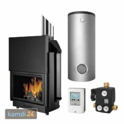 Edilkamin Aquatondo 22 Flat PLUS CS Wasserführender Kamineinsatz Komplett-Set 825 L Kombispeicher