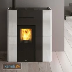 Edilkamin Blade H 15 Wasserführender Pelletofen Keramik Mattweiß