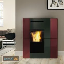 Edilkamin Blade2 H22 Up Wasserführender Pelletofen Keramik Bordeaux Inkl. Kit R-FX