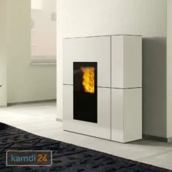 Edilkamin Blade2 H22 Up Wasserführender Pelletofen Stahl Mattweiß Inkl. Kit R-FX