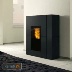 Edilkamin Blade2 H22 Up Wasserführender Pelletofen Stahl Schwarz Inkl. Kit R-FX