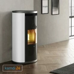 Edilkamin Evia2 Up Pelletofen Glas / Stahl Mattweiß