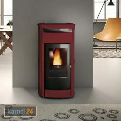 Edilkamin Kira2 H 22 Up Wasserführender Pelletofen Keramik Bordeaux Inkl. Kit R-FX