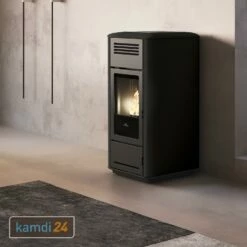 Edilkamin Milla H 12 Up Wasserführender Pelletofen Keramik Glänzend Schwarz