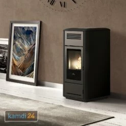 Edilkamin Milla H 15 Up Wasserführender Pelletofen Keramik Glänzend Schwarz