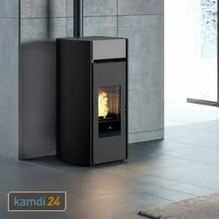 Edilkamin Myrna Pelletofen Stahl Schwarz / Keramik Matthellgrau