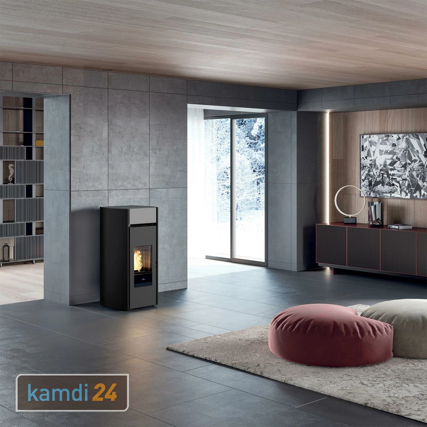 Edilkamin Myrna Q Pelletofen Keramik Grau 5 Edilkamin Myrna Q Pelletofen Keramik Grau – Bild 3