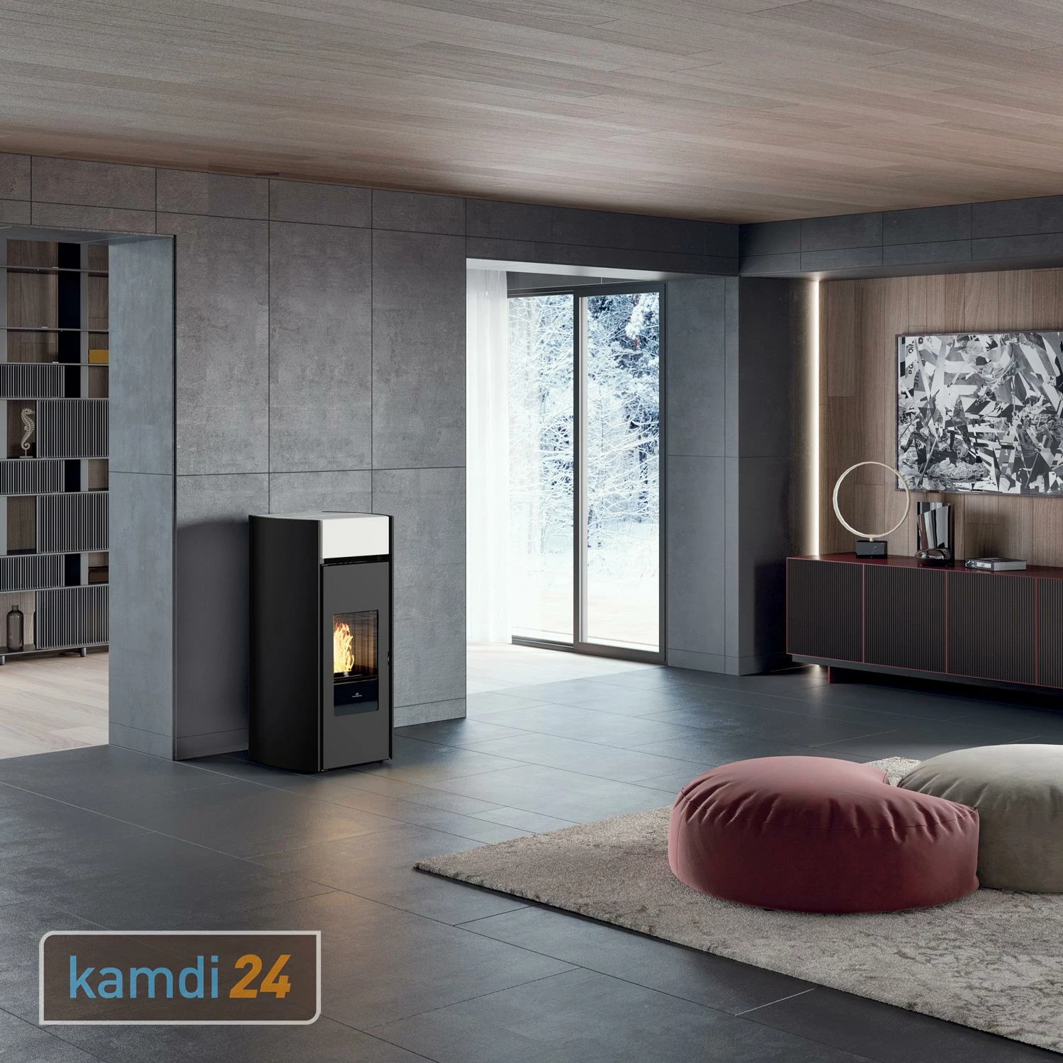 Edilkamin Myrna Q Pelletofen Keramik Weiß 5 Edilkamin Myrna Q Pelletofen Keramik Weiß – Bild 3