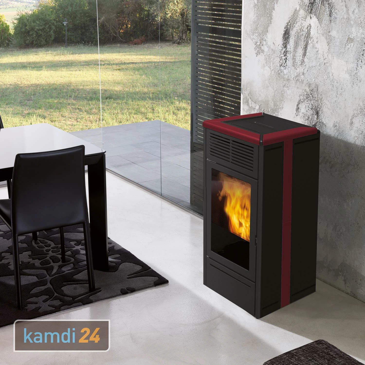 Edilkamin Nara2 Up Pelletofen Keramik Bordeaux 7 Edilkamin Nara2 Up Pelletofen Keramik Bordeaux – Bild 5