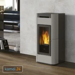 Edilkamin Tera H 30 EVO Wasserführender Pelletofen Keramik Hellgrau Inkl. Kit R-FX