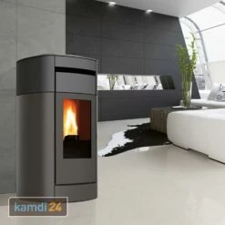 Edilkamin Vyda2 H 18 Up Wasserführender Pelletofen Keramik Dunkelgrau Inkl. Kit R-FX