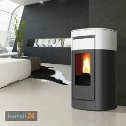 Edilkamin Vyda2 H 22 Up Wasserführender Pelletofen Keramik Mattweiß Inkl. Kit R-FX