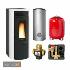Extraflame Costanza Idro Wasserführender Pelletofen Weiß Komplett-Set Pufferspeicher THKE/F 600