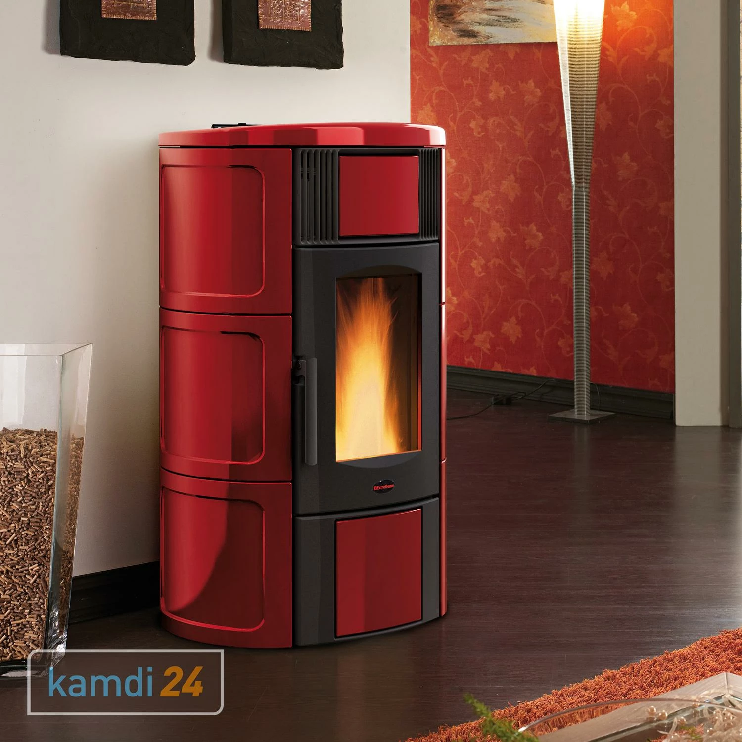 Extraflame Iside Idro H15 Wasserführender Pelletofen Majolika Bordeaux 3 Extraflame Iside Idro H15 Wasserführender Pelletofen Majolika Bordeaux
