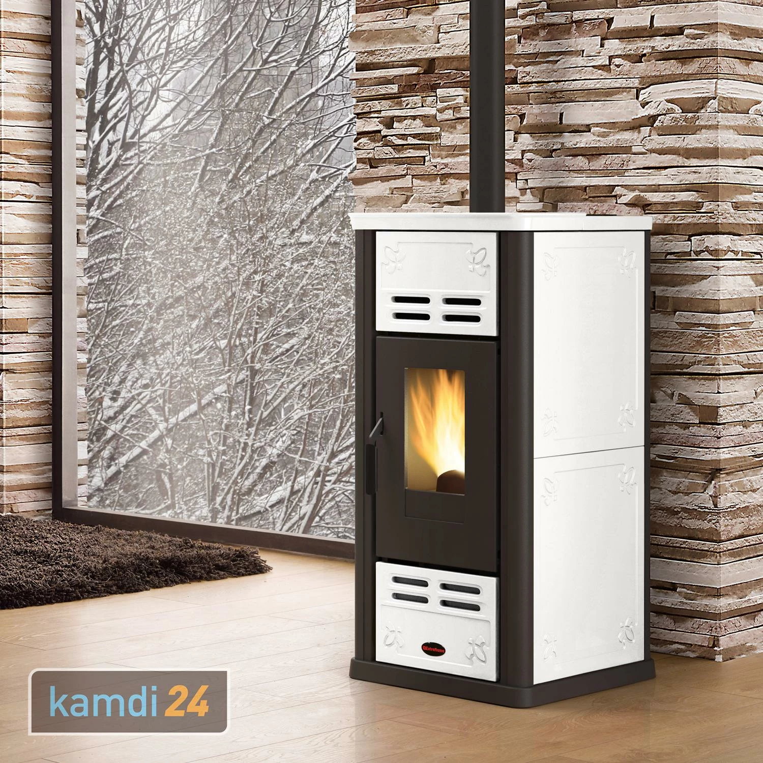 Extraflame Serafina Lux EVO Pelletofen Weiß 3 Extraflame Serafina Lux EVO Pelletofen Weiß