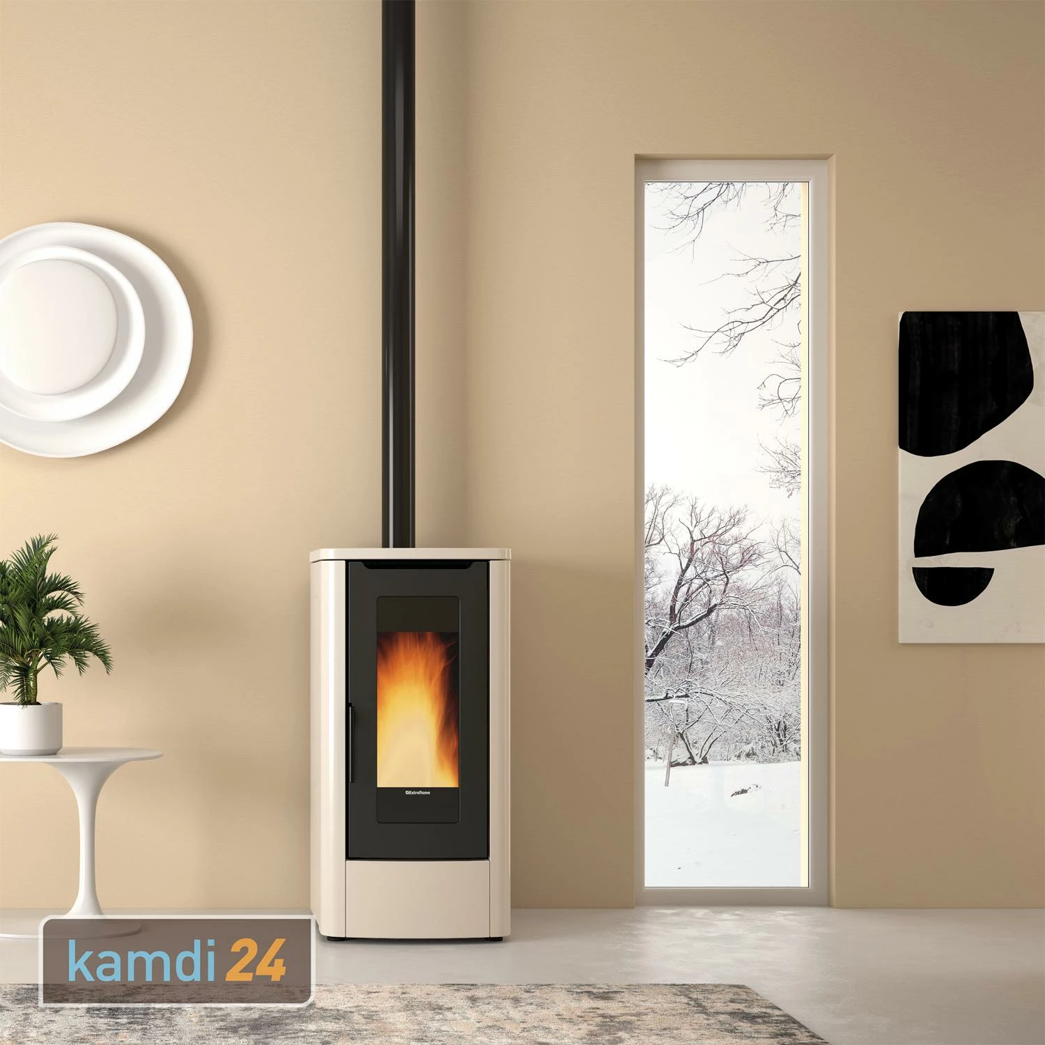 Extraflame Teorema Pelletofen Elfenbein 8 Extraflame Teorema Pelletofen Elfenbein – Bild 6