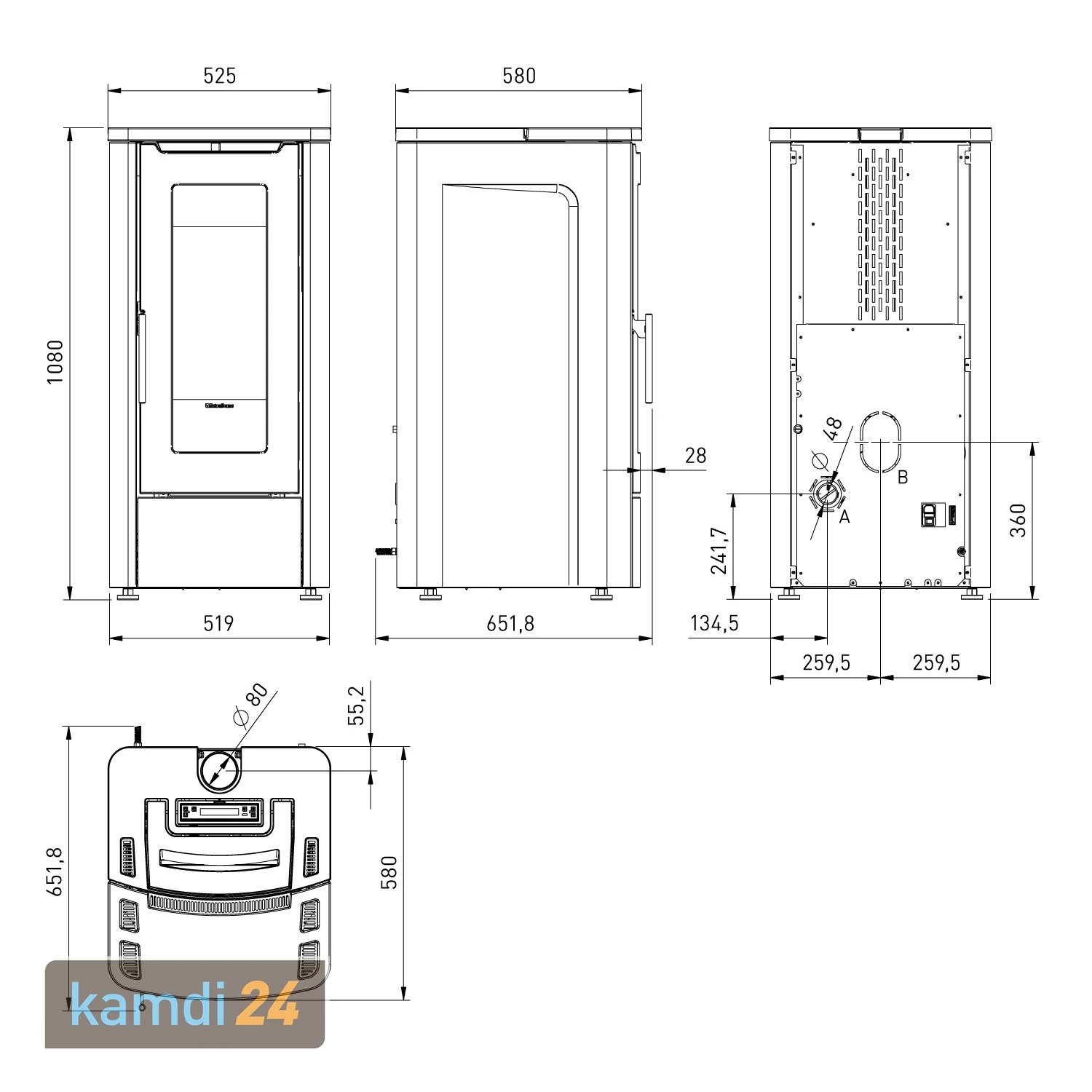 Extraflame Teorema Pelletofen Elfenbein 9 Extraflame Teorema Pelletofen Elfenbein – Bild 7