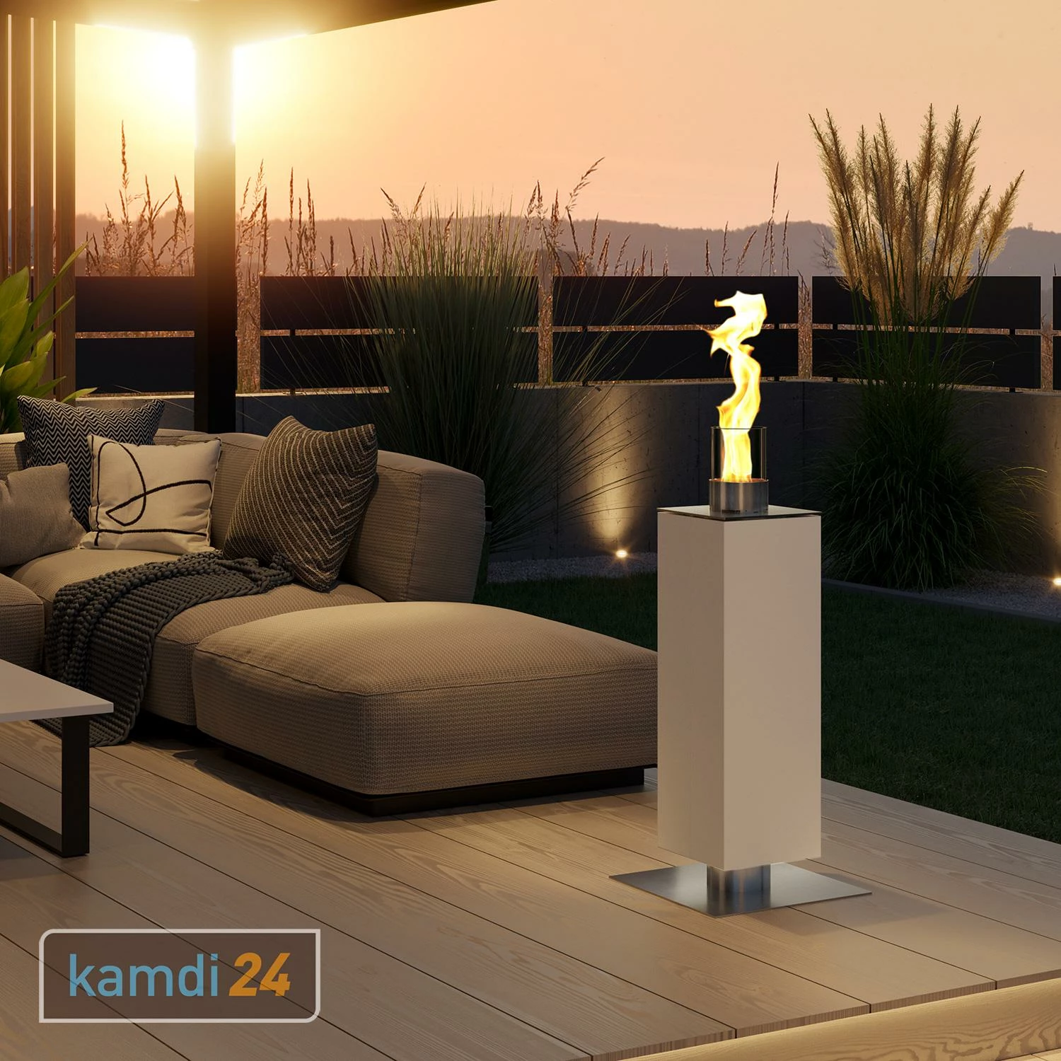 GRDN Kalayo Tubo-Q M Feuersäule Weiß 3 GRDN Kalayo Tubo-Q M Feuersäule Weiß