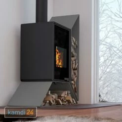 HS Flamingo Deluxe Kampa Kaminofen Grau Regal Rechts