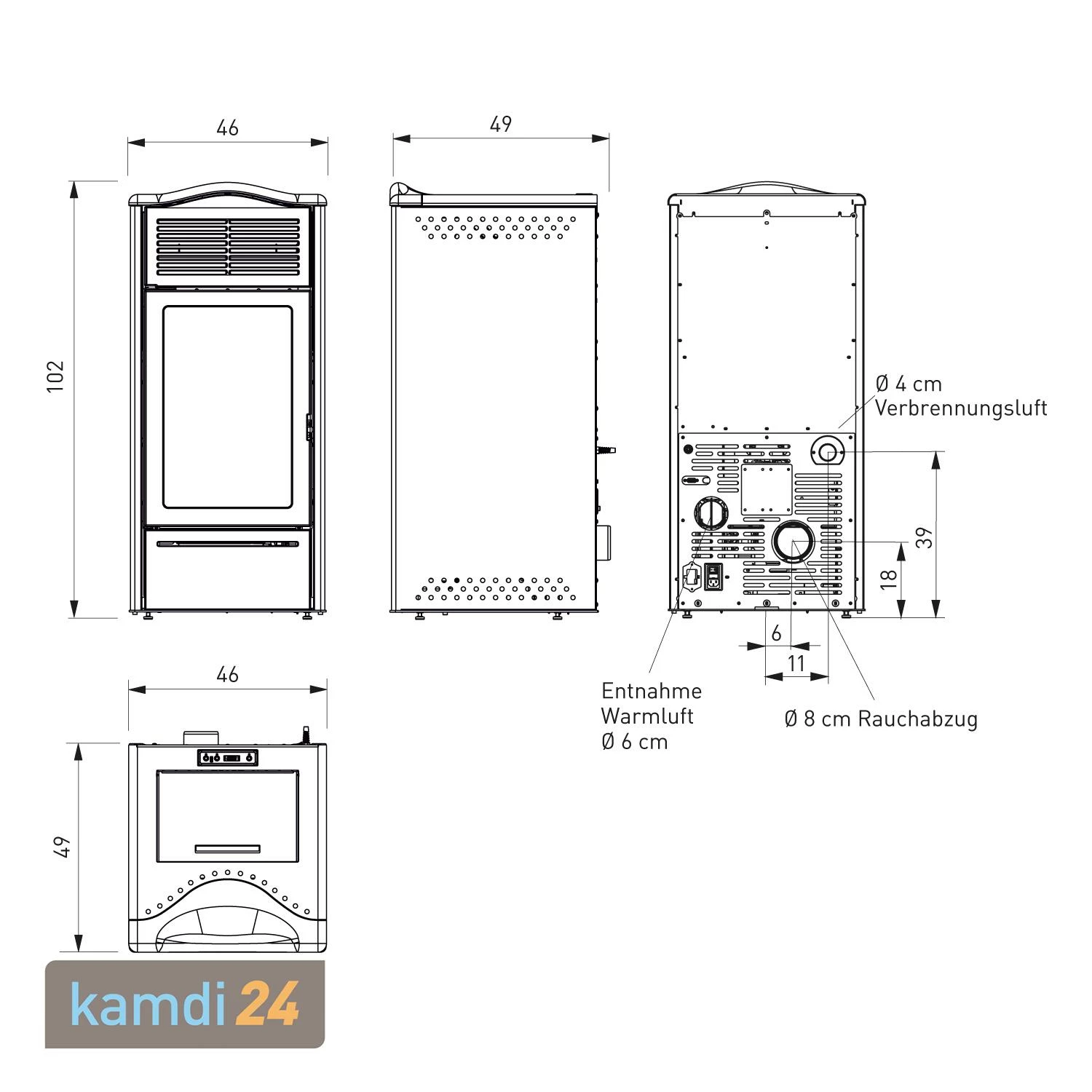 ITC Piro2 Plus Pelletofen Stahl Beige 7 ITC Piro2 Plus Pelletofen Stahl Beige – Bild 5