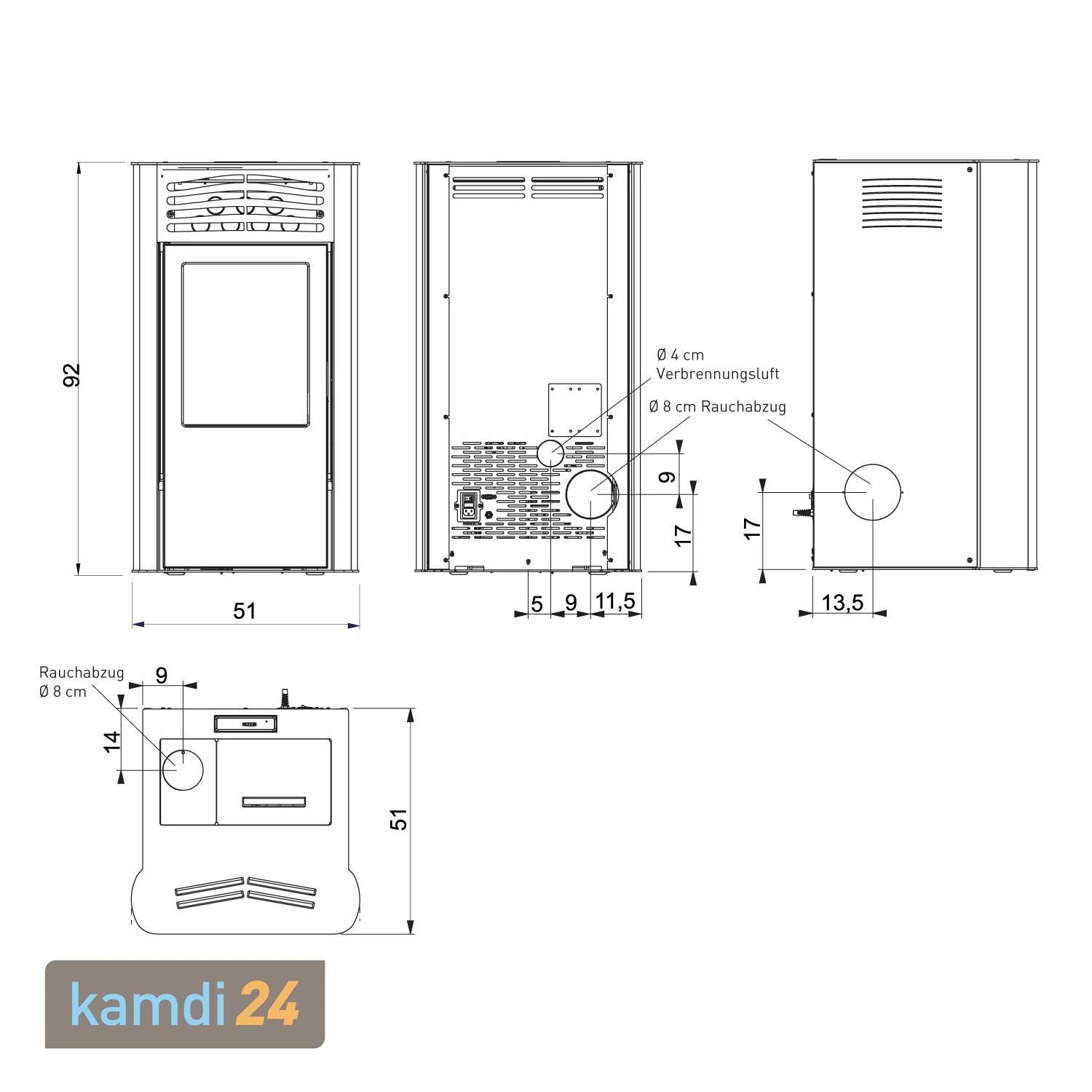 ITC Prima 2 Stahl Grau Pelletofen 6 ITC Prima 2 Stahl Grau Pelletofen – Bild 4