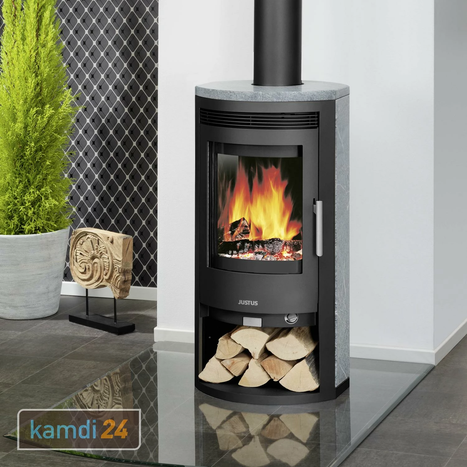 Justus Baltrum D Kaminofen Stahl Schwarz / Speckstein 3 Justus Baltrum D Kaminofen Stahl Schwarz / Speckstein