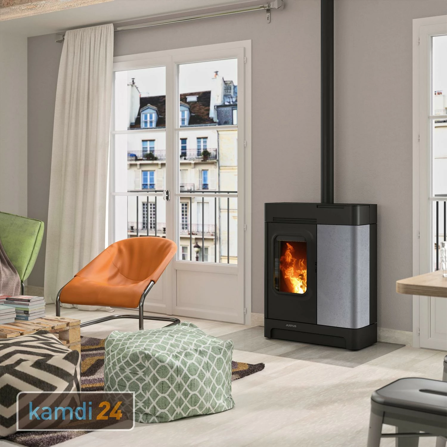 Justus Canis XL Pelletofen Stahl Schwarz / Speckstein 11 Justus Canis XL Pelletofen Stahl Schwarz / Speckstein – Bild 9