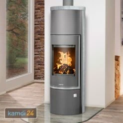 Justus Faro Aqua 2.0 Wasserführender Kaminofen Stahl Gussgrau Mit Speckstein-Verkleidung