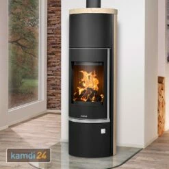 Justus Faro Aqua 2.0 Wasserführender Kaminofen Stahl Schwarz Mit Sandstein-Verkleidung